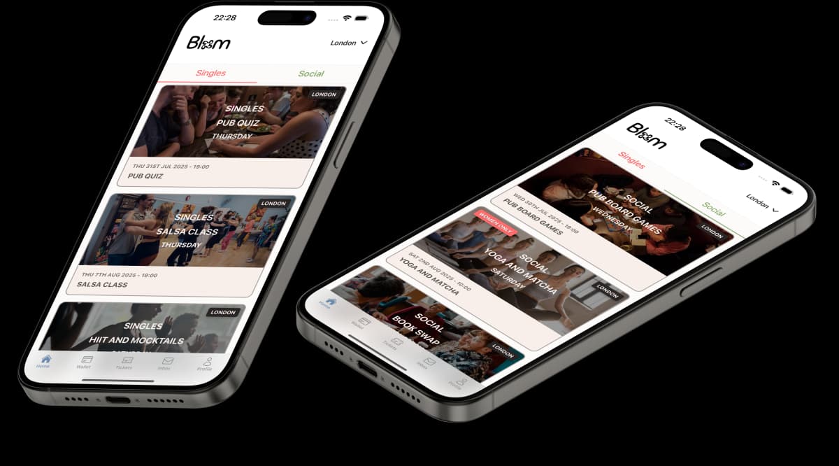Blom app mockup showing the mobile interface